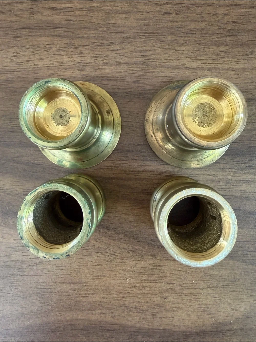 Vintage Brass Lucite Candlesticks Pair MCM Made in Hong Kong 9”